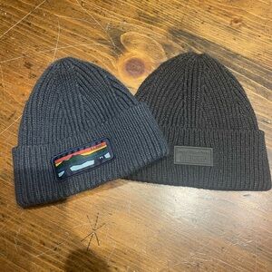 L.L. Bean Men's Charcoal Blue and Black Knit Beanies